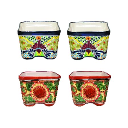 Avera Products Avera Products Talavera 6 in. H X 8 in. W X 8 in. D Ceramic Cuadrada Planter Multicolored APG026060C1